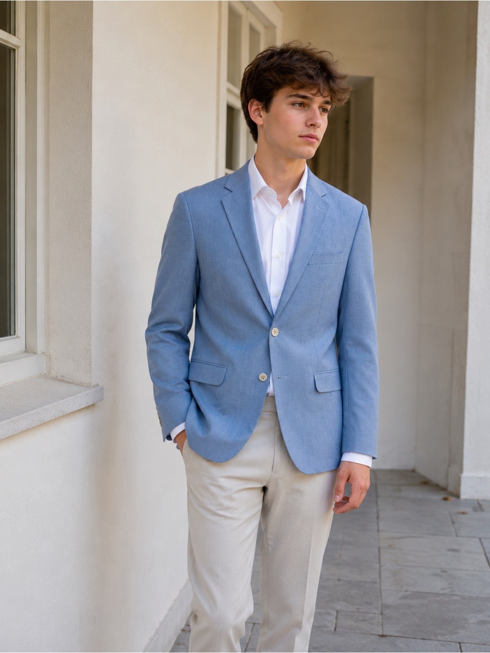 Tommy Hilfiger Boys Blazer Age 16 Years Light Blue Cotton School Jacket Formal